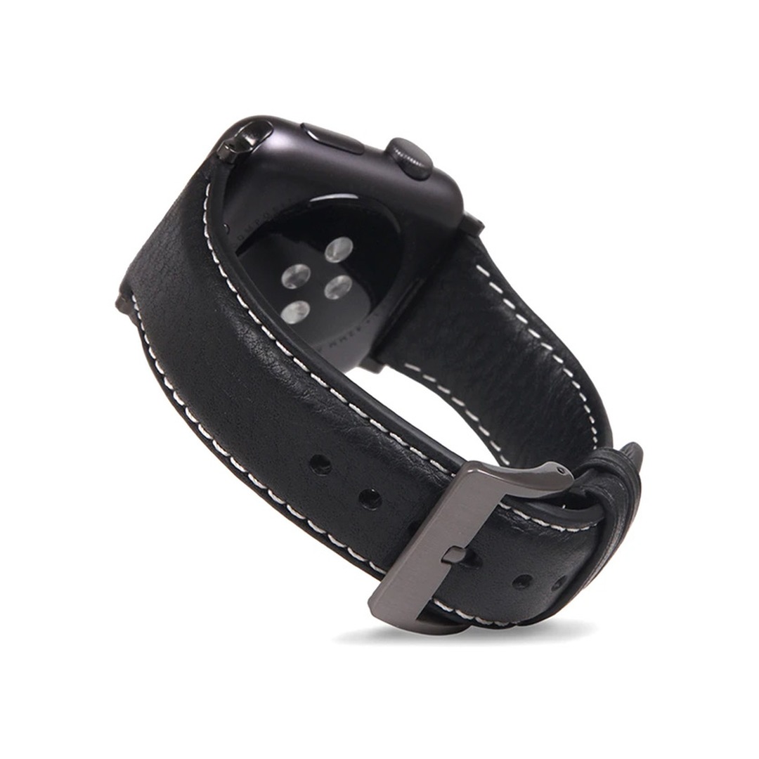 SLG Design D6 Apple Watch 42/44/45mm fekete bőrszíj